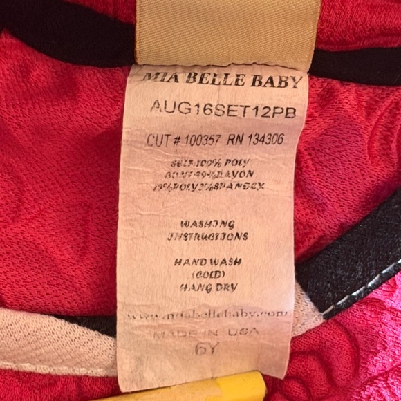 Mia Belle Pink Embossed Heart Harlequin Peplum Dress Girls Size 6Y - Picture 6 of 8